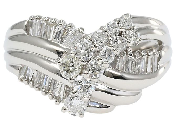 Autre Marque Platin-Ehering mit Diamant