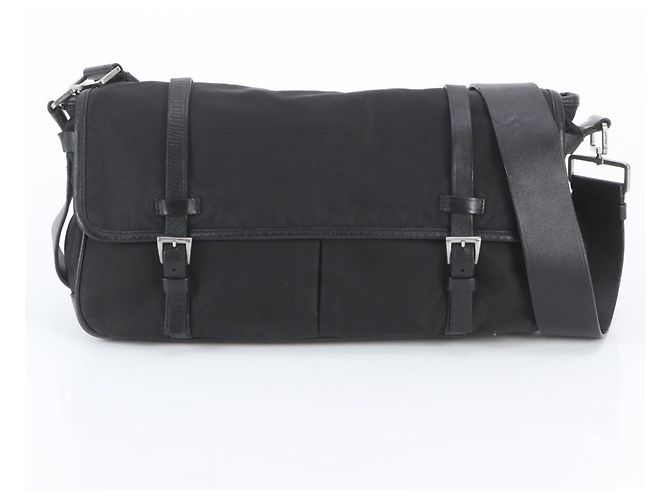 Prada Tessuto Nylon Triangle Logo Leather Shoulder Bag
