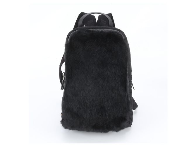 Prada Tessuto Nylon Rabbit Fur Leather Backpack