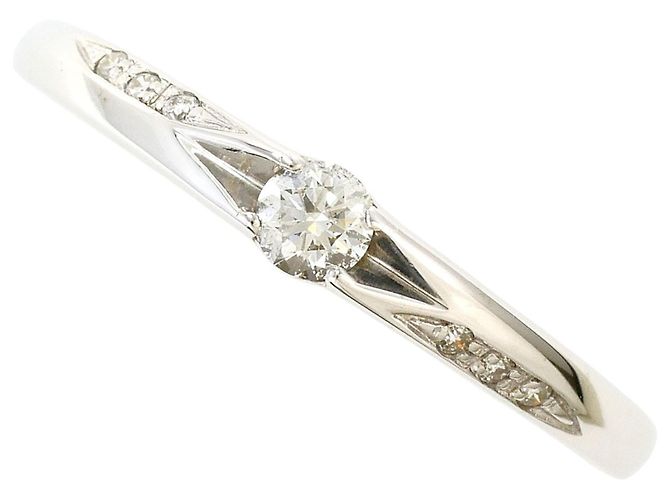 Autre Marque Ehering aus 14K Weißgold mit Diamant