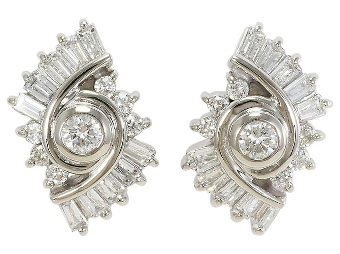 Autre Marque PT900 Platin-Steckohrringe mit Diamant