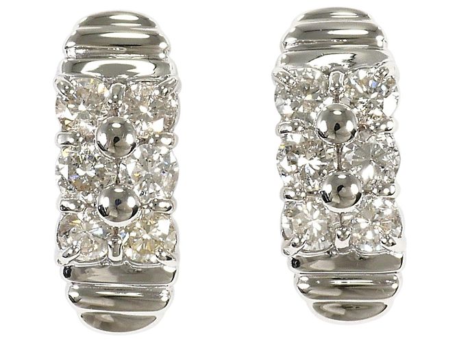 Autre Marque Pendientes de botón de platino con diamantes