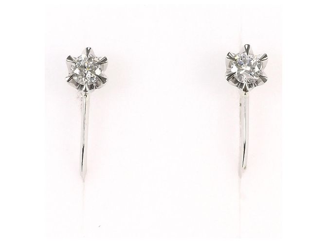 Autre Marque Platin-Clip-Ohrringe PT850 mit Diamanten