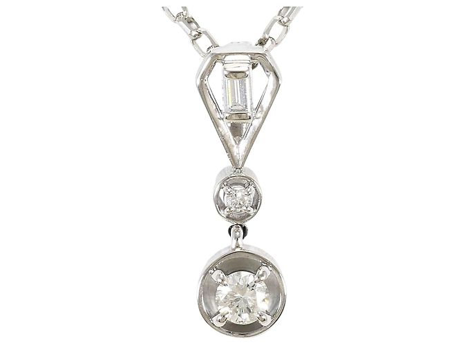 Autre Marque Platinhalskette mit Diamantanhänger