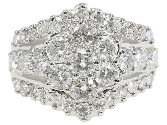 Autre Marque Anel Aliança de Platina e Diamantes