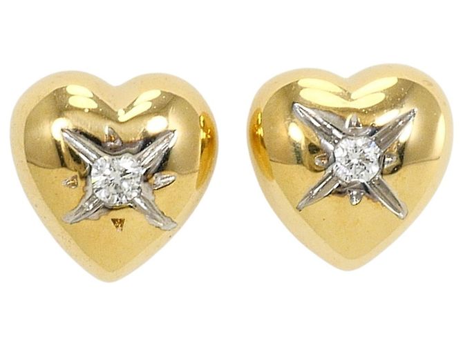 Autre Marque Eleganti orecchini a lobo in oro giallo 18K e diamanti