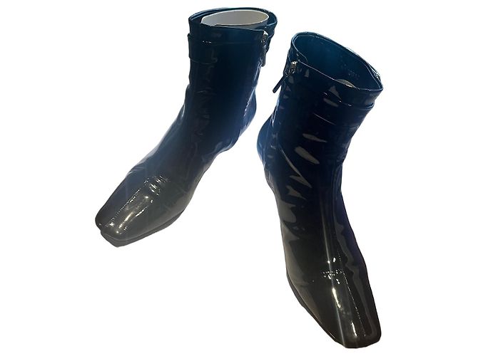 Dior Botines de Cuero Charol Negro
