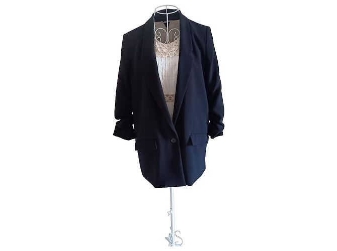 Mango Black polyester blazer