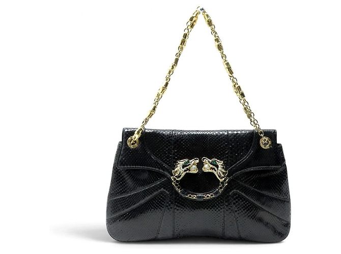 GUCCI DRAGON 135952 TOM FORD PYTHON LEATHER STRASS SHOULDER BAG
