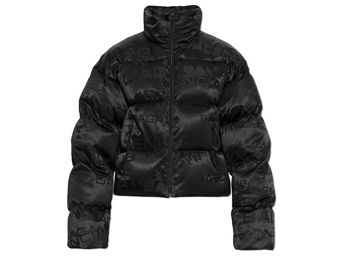 Balenciaga logo pattern down jacket black