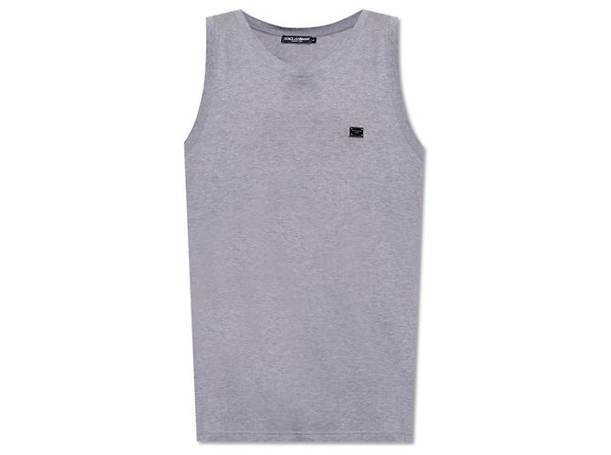 Camiseta sin mangas de algodón gris Dolce & Gabbana