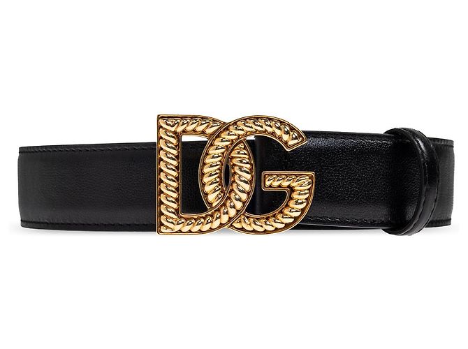 Dolce & Gabbana Ledergürtel in Schwarz mit DG Monogramm