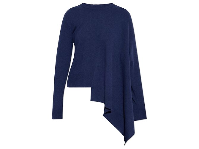 Alexander McQueen Kaschmirpullover Blau asymmetrisch