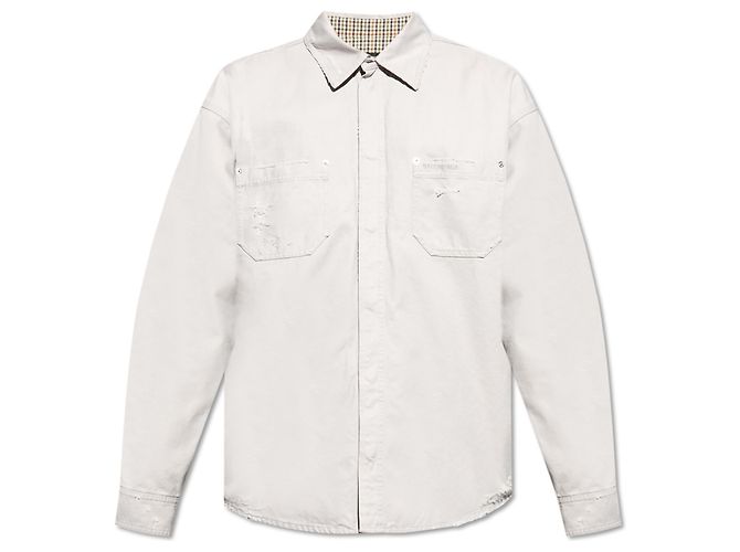 Camicia Balenciaga Pocket in cotone grigio