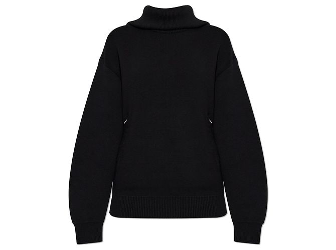 Balenciaga Logo Rollkragenpullover aus Baumwolle Schwarz