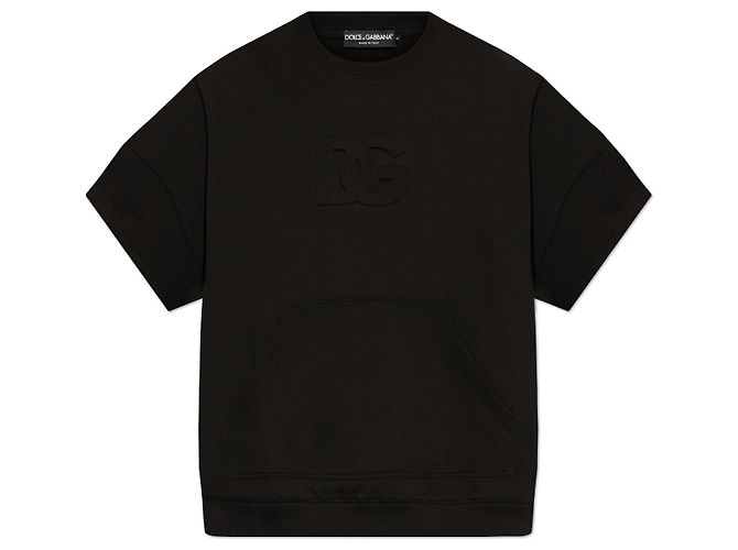 Camiseta oversized negra de algodón con bolsillo Dolce & Gabbana