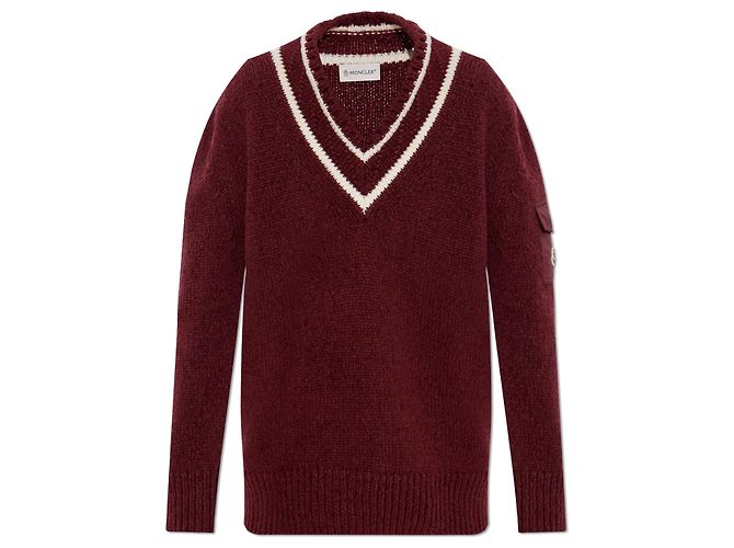 Moncler Wollpullover bordeaux V Ausschnitt
