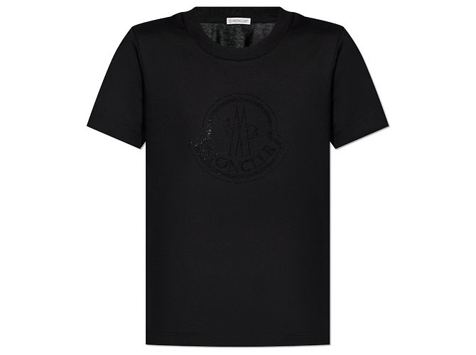Camiseta Moncler Logo Negra de Algodón