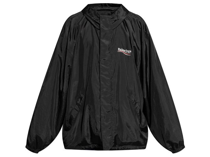 Balenciaga Oversized Hooded Jacket Black Polyester