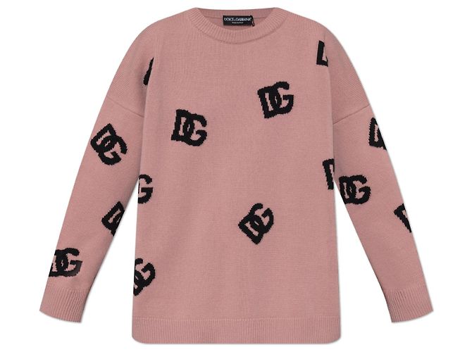 Dolce & Gabbana Monogram Pullover aus rosa Wolle
