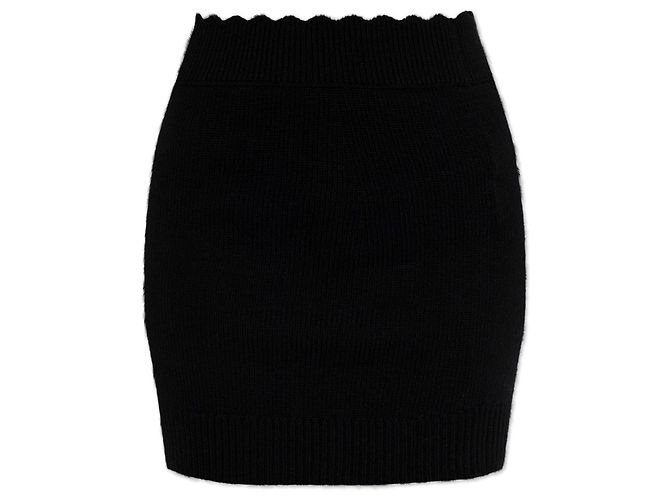 Chloé Schwarzer Wollrock Mini Rippstrick