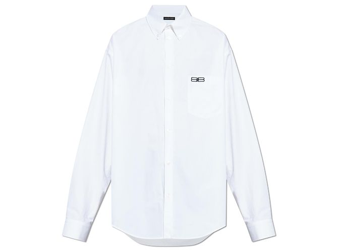 Camicia Balenciaga Logo Bianca in Cotone