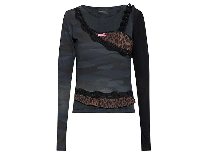 Balenciaga Top de materiales combinados