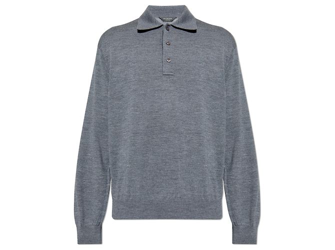 Balenciaga Woll Rollkragenpullover Grau