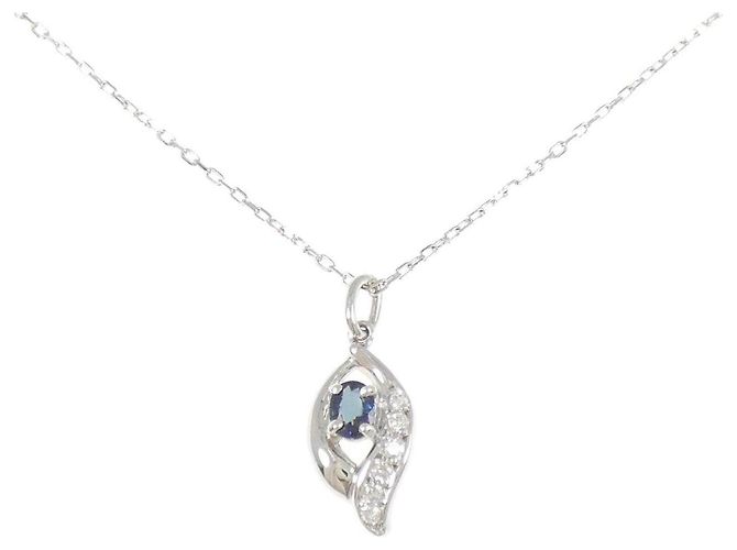Autre Marque Pt850 Saphir Diamant Halskette