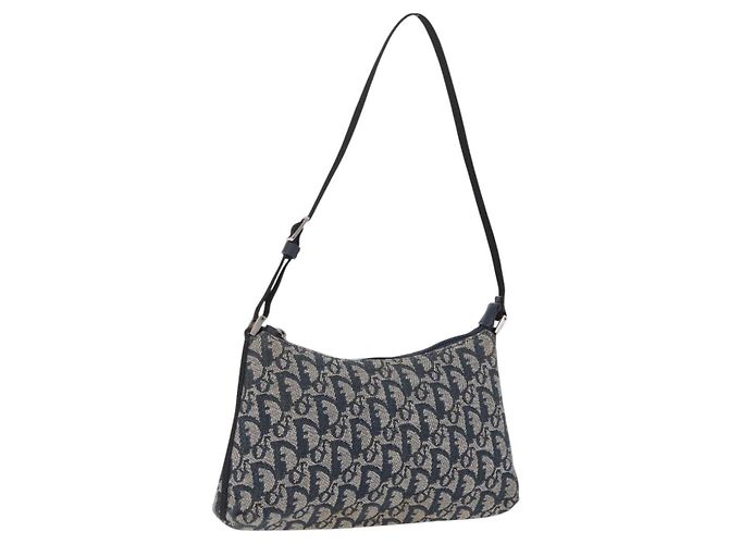 Christian Dior Trotter Canvas Accessory Pouch Navy Silver