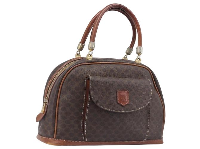 Céline CELINE Sac à main Macadam Canvas PVC Cuir Marron Or