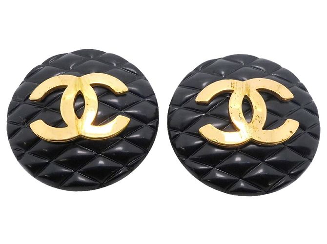 Orecchini a clip Chanel Black and Gold