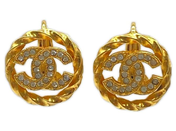 Boucles d'oreilles clips Chanel Coco Mark strass