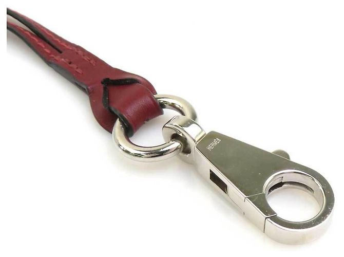 Hermès Cordon de cou en cuir rouge Hermes