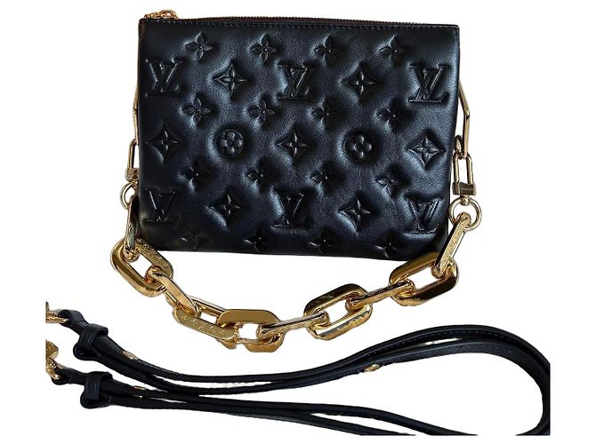 Louis Vuitton Coussin BB Borsa a Mano Pelle Nera Monogram Empreinte