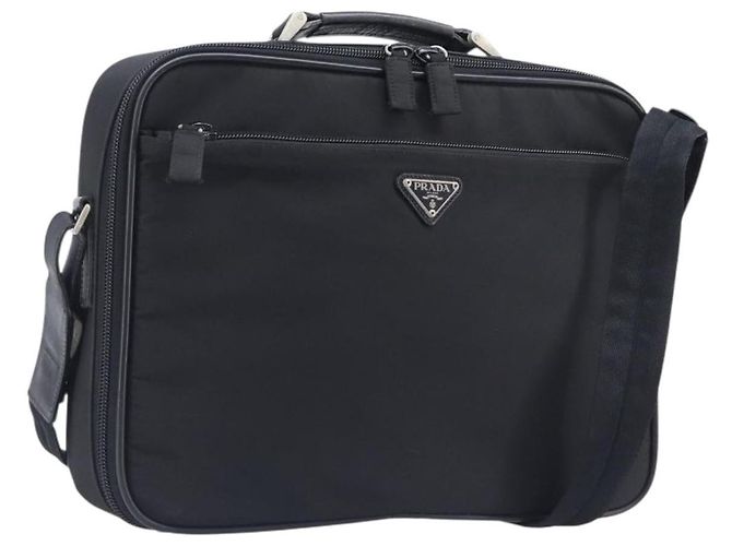 Prada Porte-documents Tessuto et cuir Saffiano Large