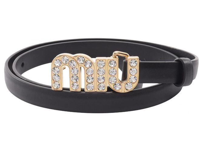 Miu Miu Black Leather Logo Belt