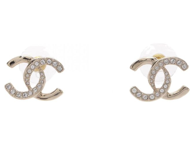 Orecchini Chanel placcati oro con strass Coco Mark