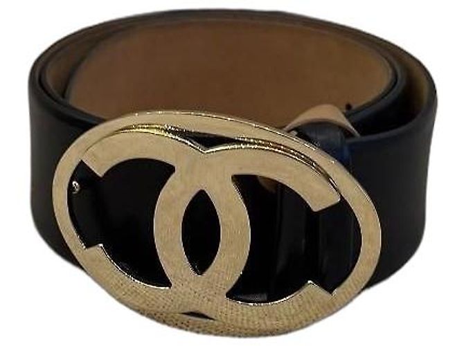 Chanel CC Ledergürtel Schwarz Gold