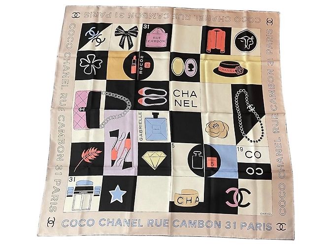 Lenço Chanel rosa e preto