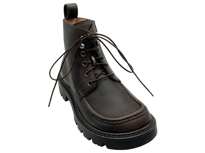 Loewe Brown Leather Sierra Combat Boots