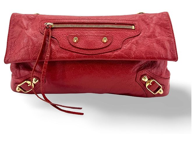 Balenciaga Classic Studs Envelope Strap Clutch Leather Mini Clutch