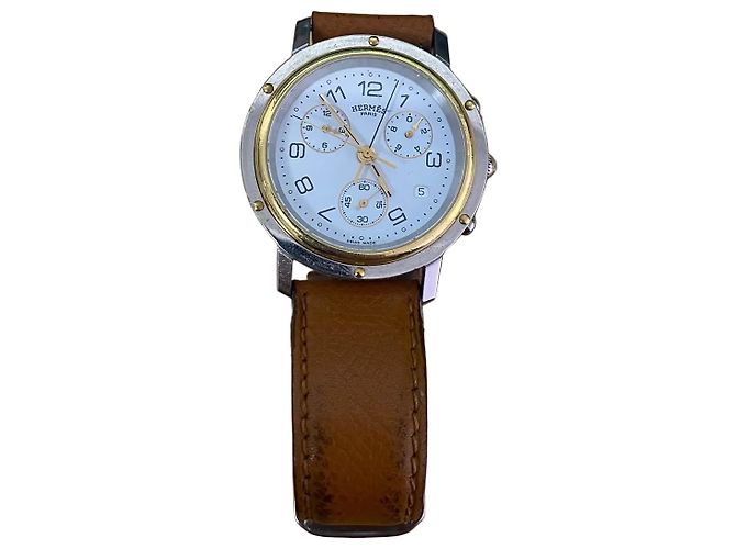 Hermès Clipper Chronograph Two-Tone Watch – White Dial