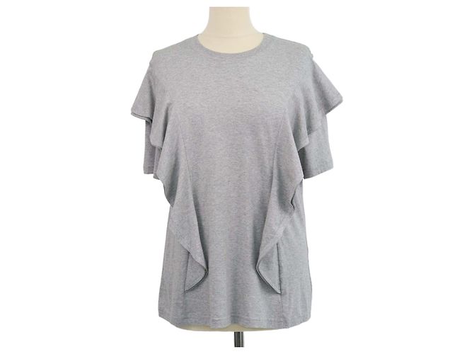 Chloé Chloe Radiant Grey Baumwoll-Top mit Rüschen