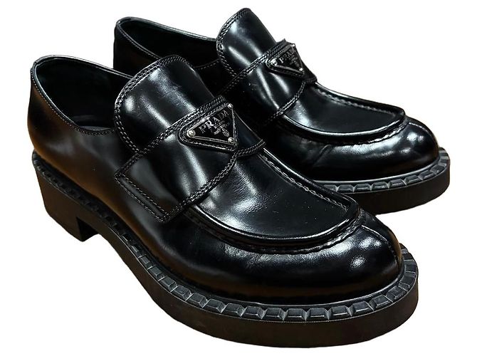 Prada Chocolate Leder-Loafer Schwarz