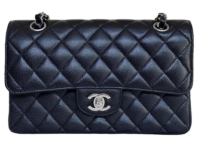 Chanel Classic Double Flap Small Caviar Nero Argento