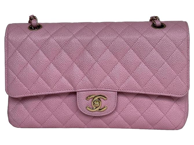 Borsa Chanel Classic Double Flap Medium Caviar Rosa Sakura