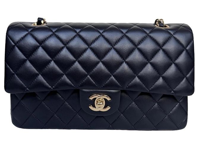 Borsa Chanel Classic Double Flap Medium Pelle Agnello Nera