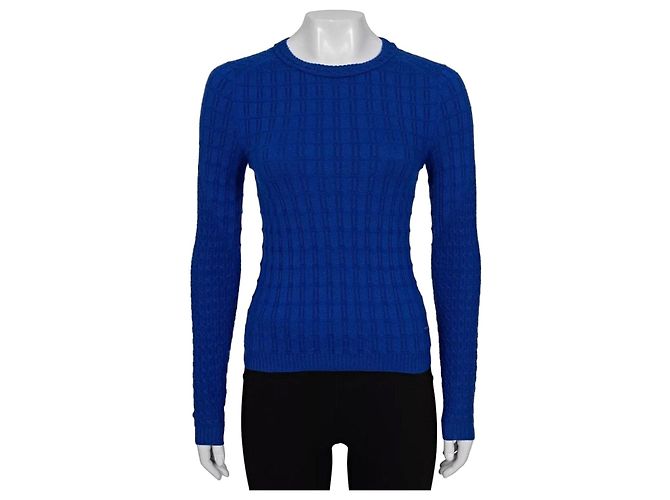 Chanel Blue Cashmere Blend Figuriertem Pullover Gr. 34/XS gebraucht