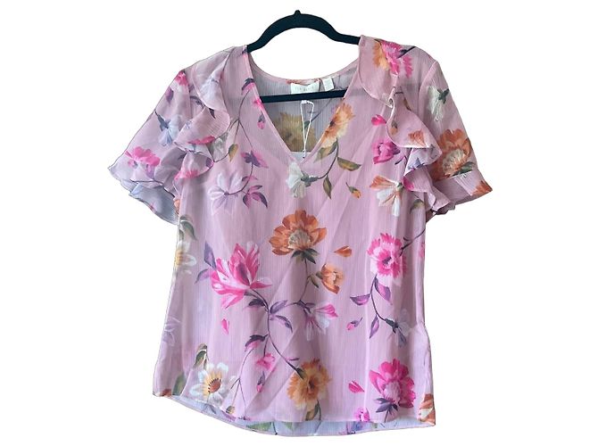 Ted Baker Bluse mit rosa Blumenprint und Rüschenärmeln